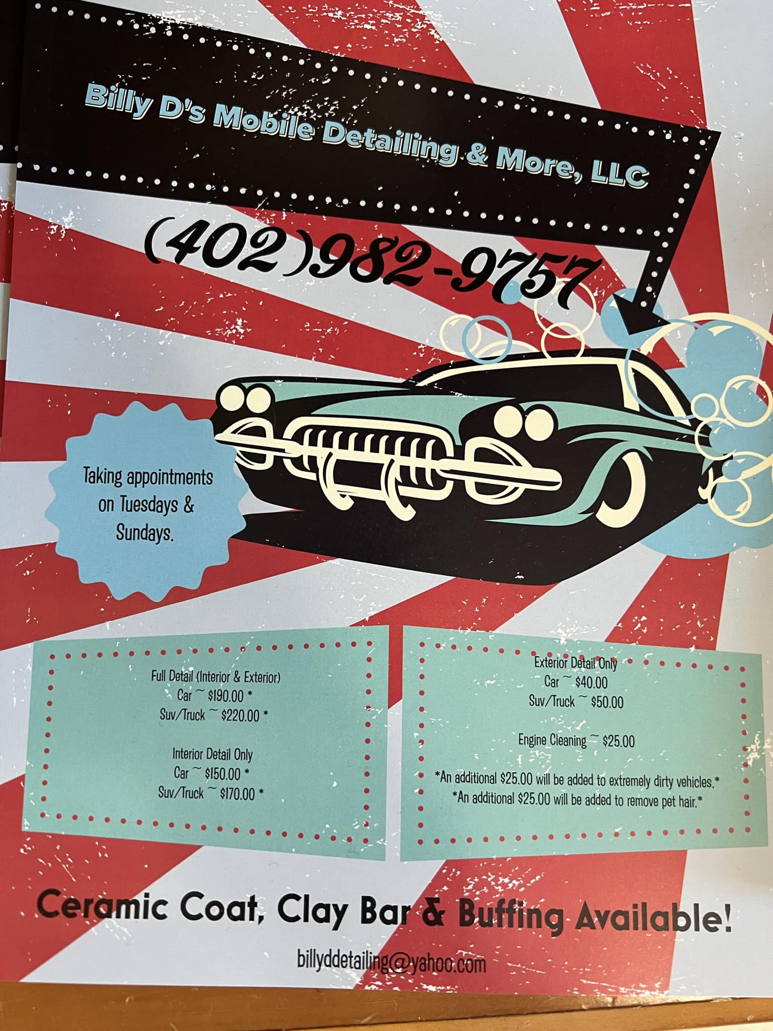 Billy D's Detailing Flyer